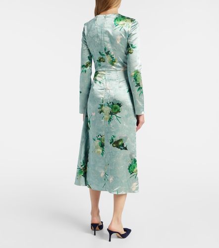 Abito midi in raso con stampa floreale - Erdem - Modalova