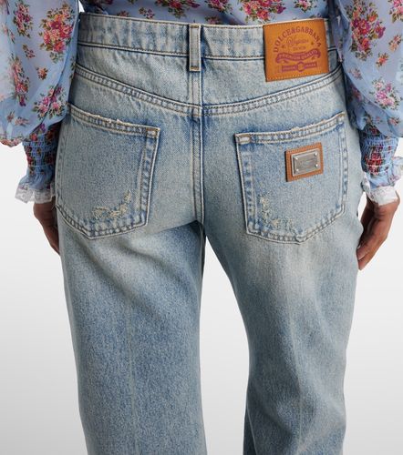 Straight Jeans mit Leder - Dolce&Gabbana - Modalova