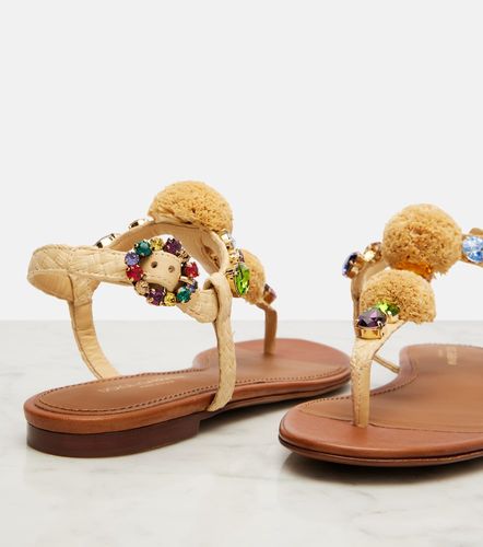 Embellished raffia-effect thong sandals - Dolce&Gabbana - Modalova