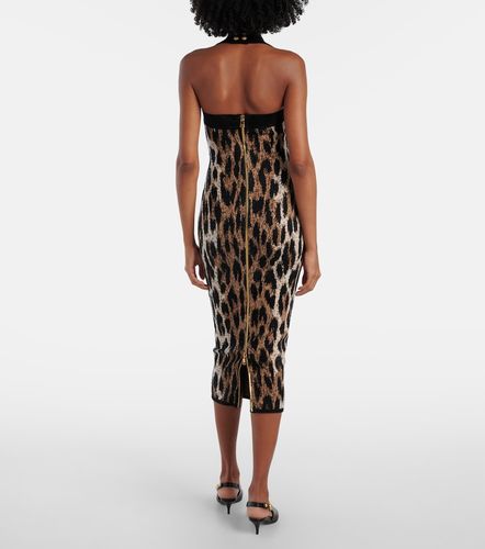 Vestido largo estampado con cuello halter - Balmain - Modalova