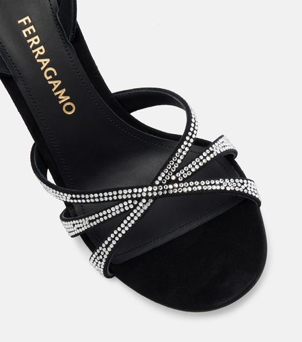 Sandali 90 in suede con cristalli - Ferragamo - Modalova