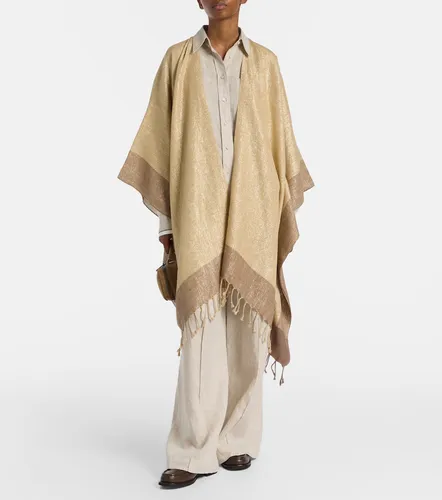 Fringed linen-blend lame poncho - Brunello Cucinelli - Modalova