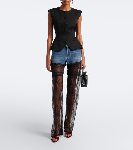 Lace-trimmed wide-leg jeans - Blumarine - Modalova