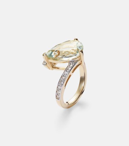 Slanted 14kt ring with amethyst and diamonds - Mateo - Modalova