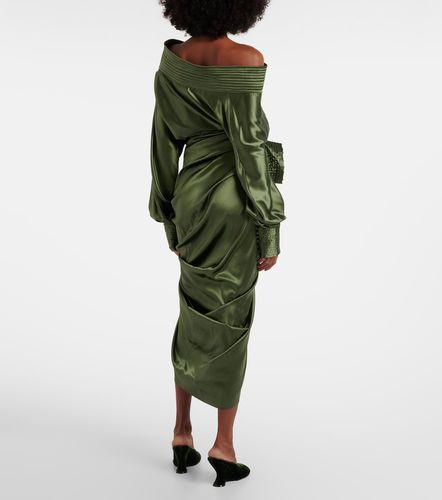 Gathered silk-blend satin midi skirt - Dries Van Noten - Modalova