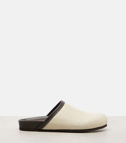 Monili leather-trimmed mules - Brunello Cucinelli - Modalova