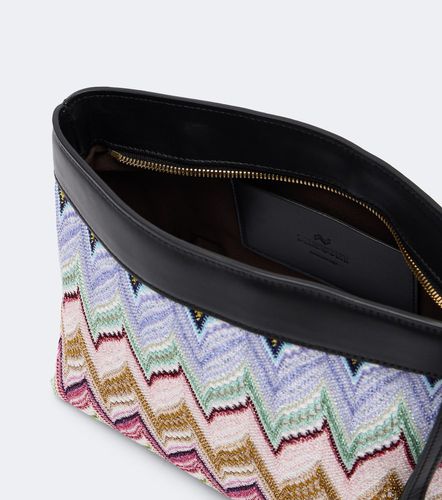 Pouch de lamé en zigzag con piel - Missoni - Modalova