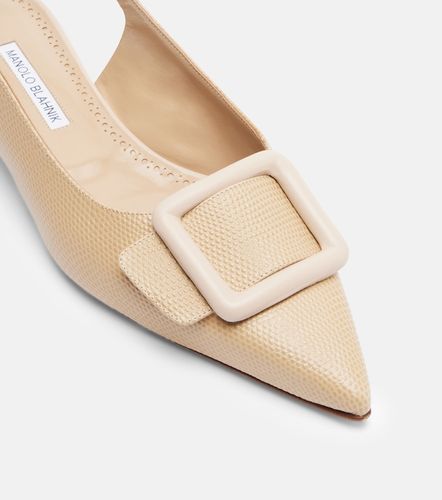 Maylura croc-effect leather slingback flats - Manolo Blahnik - Modalova