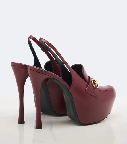 Horsebit leather slingback pumps - Gucci - Modalova
