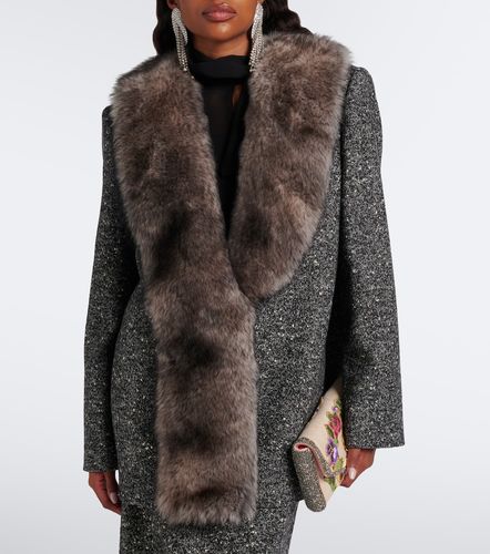Shearling-trimmed wool-blend boucle blazer - Valentino - Modalova