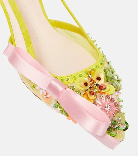 Virgule embellished satin slingback pumps - Roger Vivier - Modalova