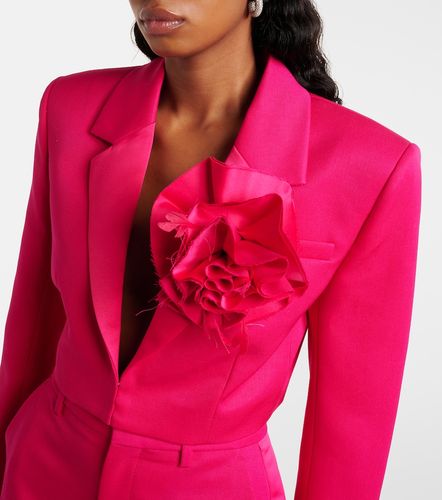 Floral-applique cropped wool blazer - Area - Modalova