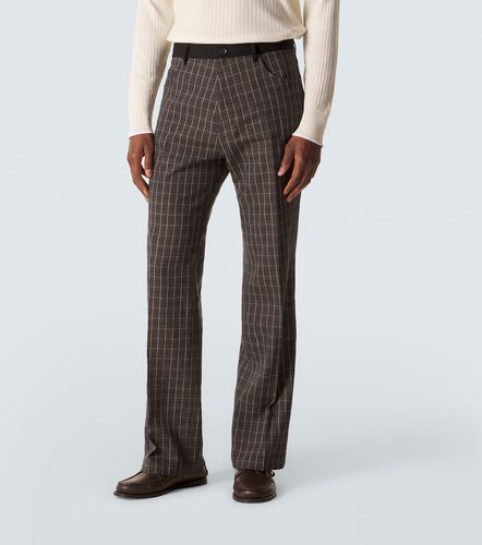 Country checked linen-blend straight pants - Wales Bonner - Modalova