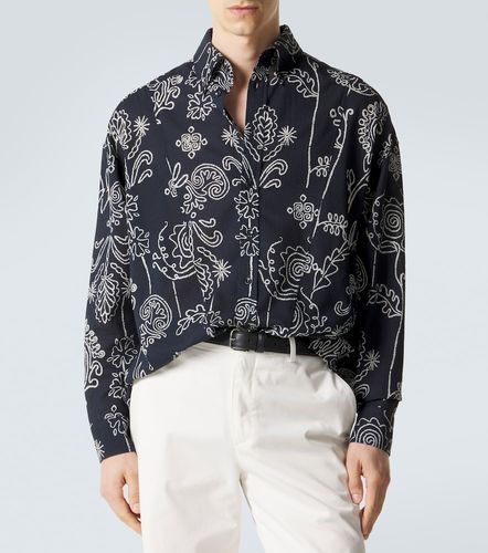 Printed cotton seersucker shirt - Giorgio Armani - Modalova