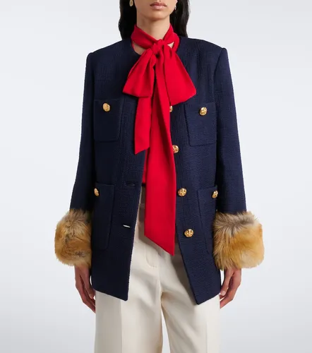 Shearling-trimmed wool-blend tweed jacket - Valentino Garavani - Modalova