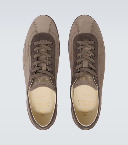 Suede-trimmed leather sneakers - Brunello Cucinelli - Modalova