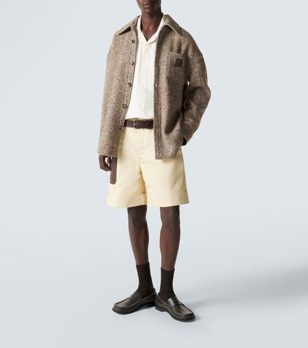 Shorts de sarga de algodón con piel y anagrama - Loewe - Modalova