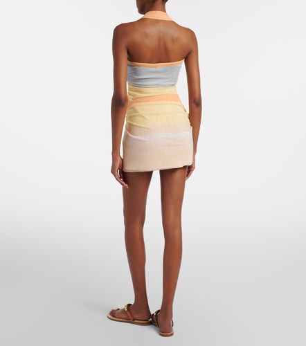 Printed halterneck mesh minidress - SIR - Modalova