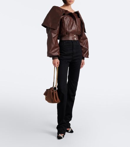 Giacca blouson cropped in pelle - Balenciaga - Modalova