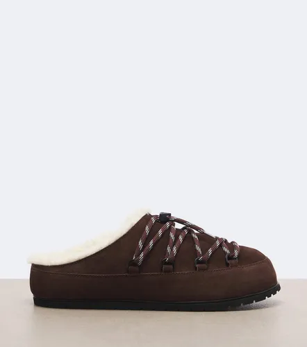 Prada Shearling-lined suede mules - Prada - Modalova