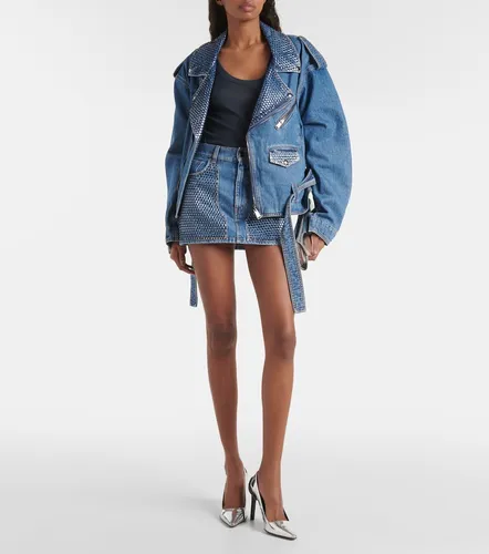 Crystal-embellished denim jacket - Area - Modalova