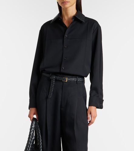 Camicia in lana con pelle - Bottega Veneta - Modalova
