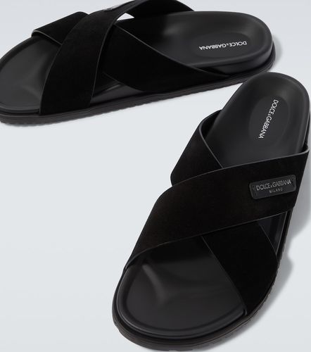 Sandali in suede con logo - Dolce&Gabbana - Modalova