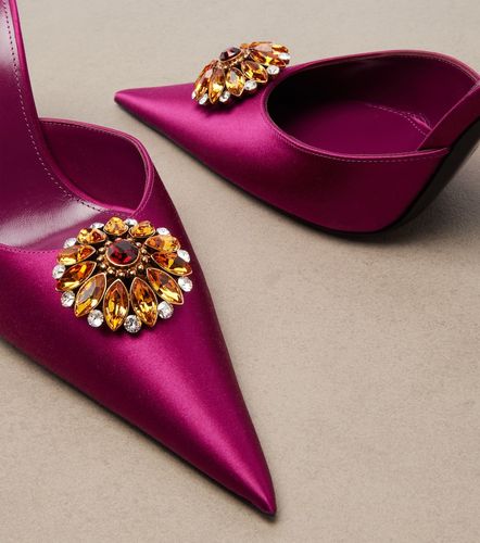 Cosmo embellished satin crepe mules - Saint Laurent - Modalova
