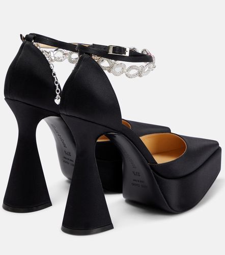 Bow Chain embellished satin platform pumps - Mach & Mach - Modalova