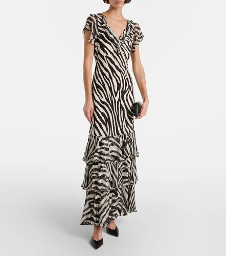 Amelle zebra-print ruffled silk maxi dress - Rixo - Modalova