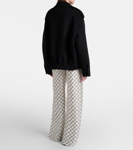 Pantalones anchos de sarga de seda con Horsebit - Gucci - Modalova