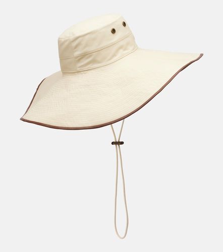 Leather-trimmed cotton-blend sun hat - Burberry - Modalova