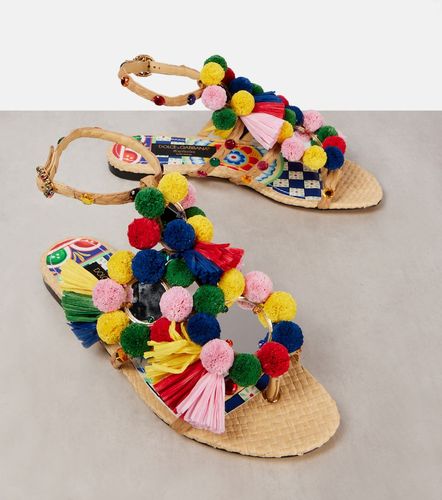 Sandali in rafia con decorazioni - Dolce&Gabbana - Modalova