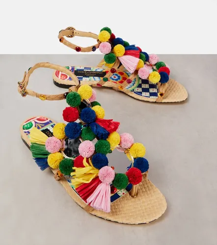 Sandalias de rafia adornadas - Dolce&Gabbana - Modalova