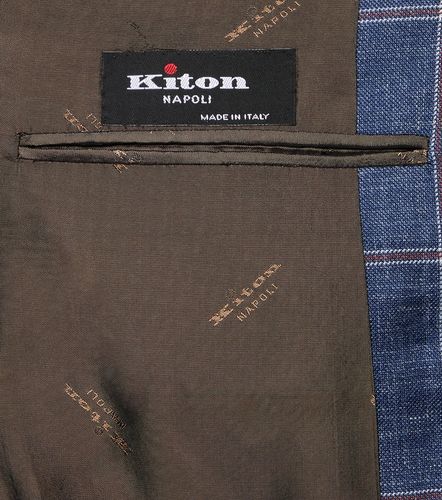 Blazer in cashmere, lana, seta e lino a quadri - Kiton - Modalova
