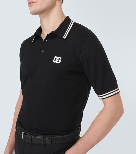 Polo in piqué di cotone con logo - Dolce&Gabbana - Modalova