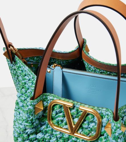 VLogo Medium raffia-effect tote bag - Valentino Garavani - Modalova