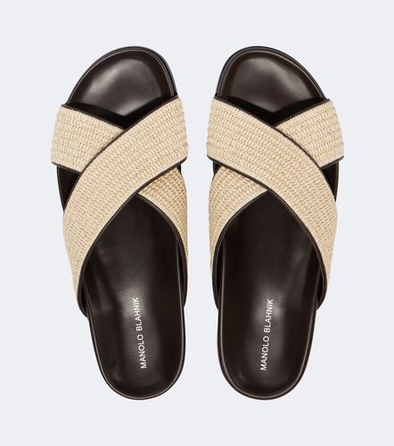 Chanclas Chiltern de rafia con piel - Manolo Blahnik - Modalova