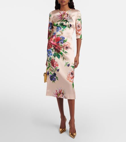Vestido midi de satén floral - Dolce&Gabbana - Modalova