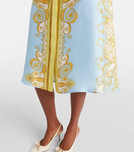 Vestido midi Barocco de sarga de seda - Versace - Modalova
