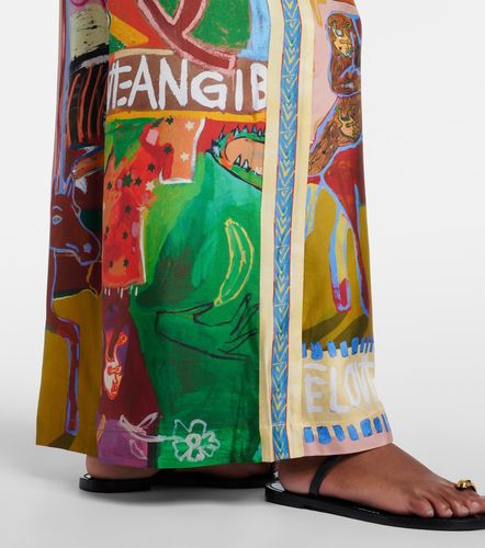 X MLAK printed silk twill wide-leg pants - Alemais - Modalova