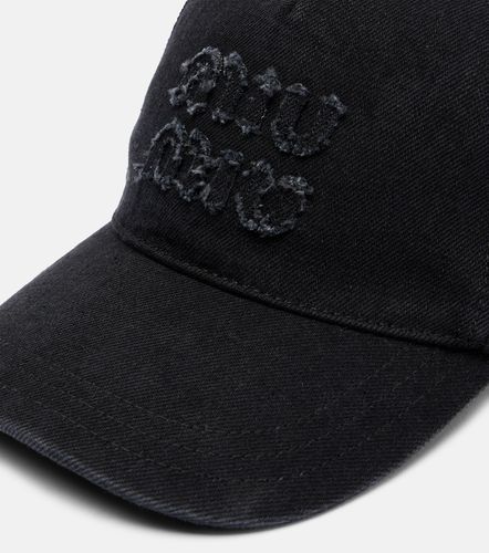 Cappello da baseball in denim con logo - Miu Miu - Modalova
