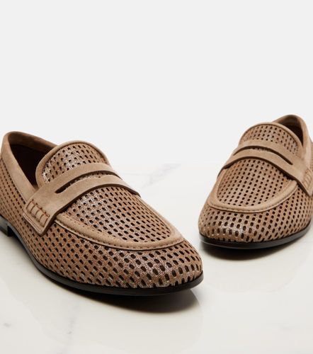 Mocassini in pelle con suede - Brunello Cucinelli - Modalova