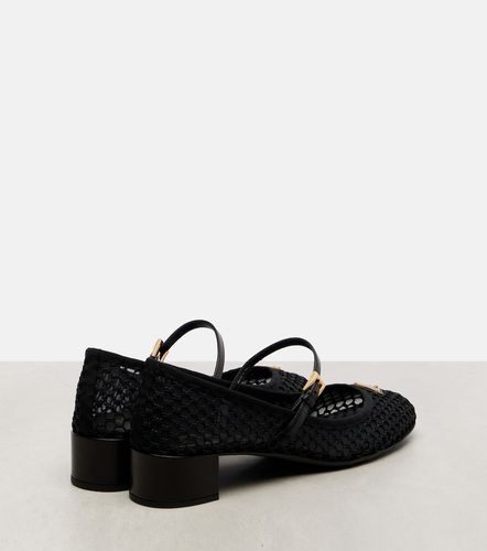 Leather-trimmed mesh Mary Jane pumps - Prada - Modalova