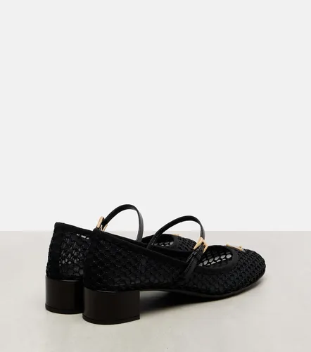 Leather-trimmed mesh Mary Jane pumps - Prada - Modalova