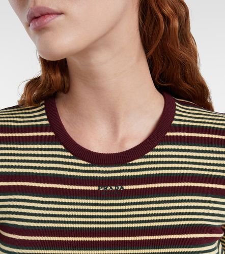 T-shirt in misto cotone a righe - Prada - Modalova