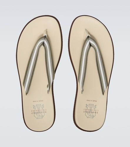 Leather-trimmed thong sandals - Brunello Cucinelli - Modalova