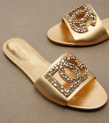 DG embellished metallic leather slides - Dolce&Gabbana - Modalova