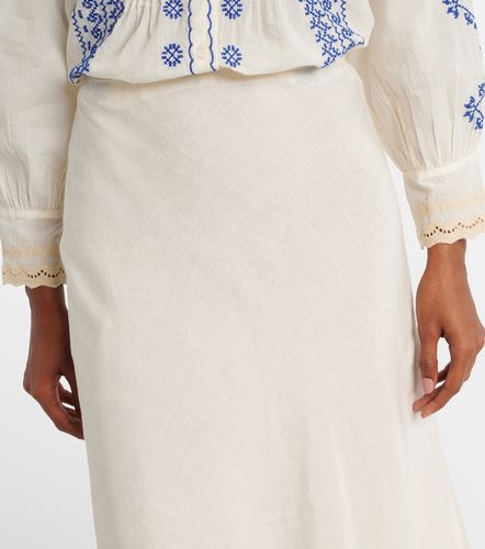 Gonna lunga in cotone con pizzo e cristalli - Rixo - Modalova