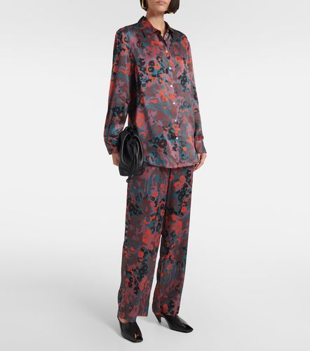 Printed silk charmeuse straight pants - Asceno - Modalova